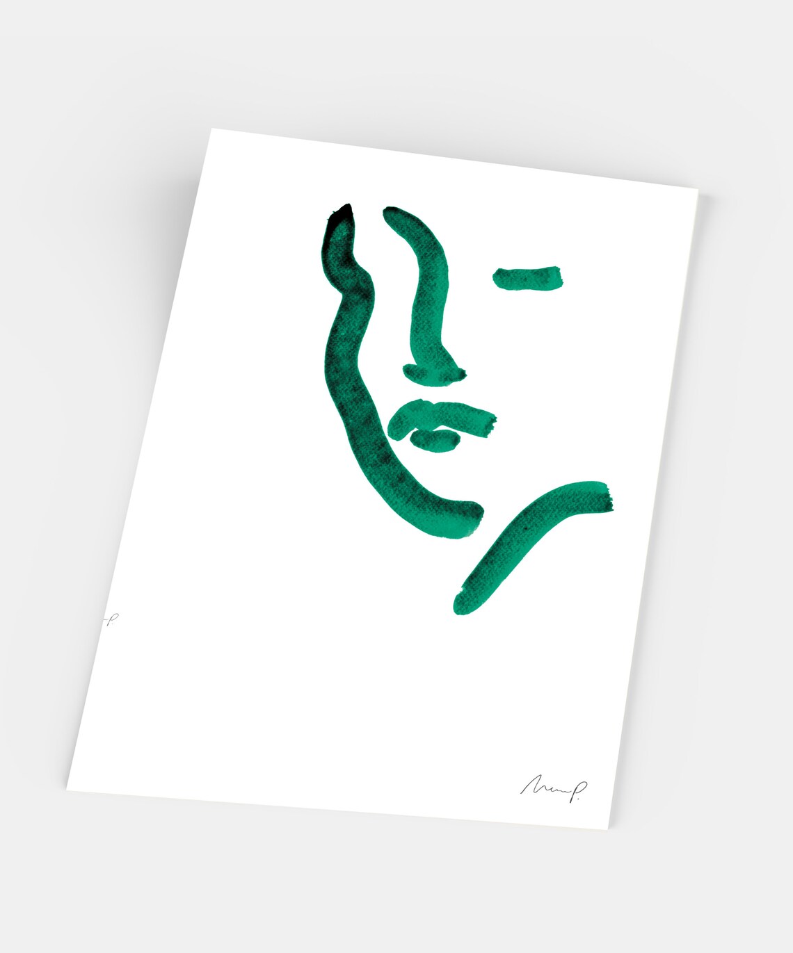 Portrait Minimalist Art Poster, Green Abstract Portrait - Image 5