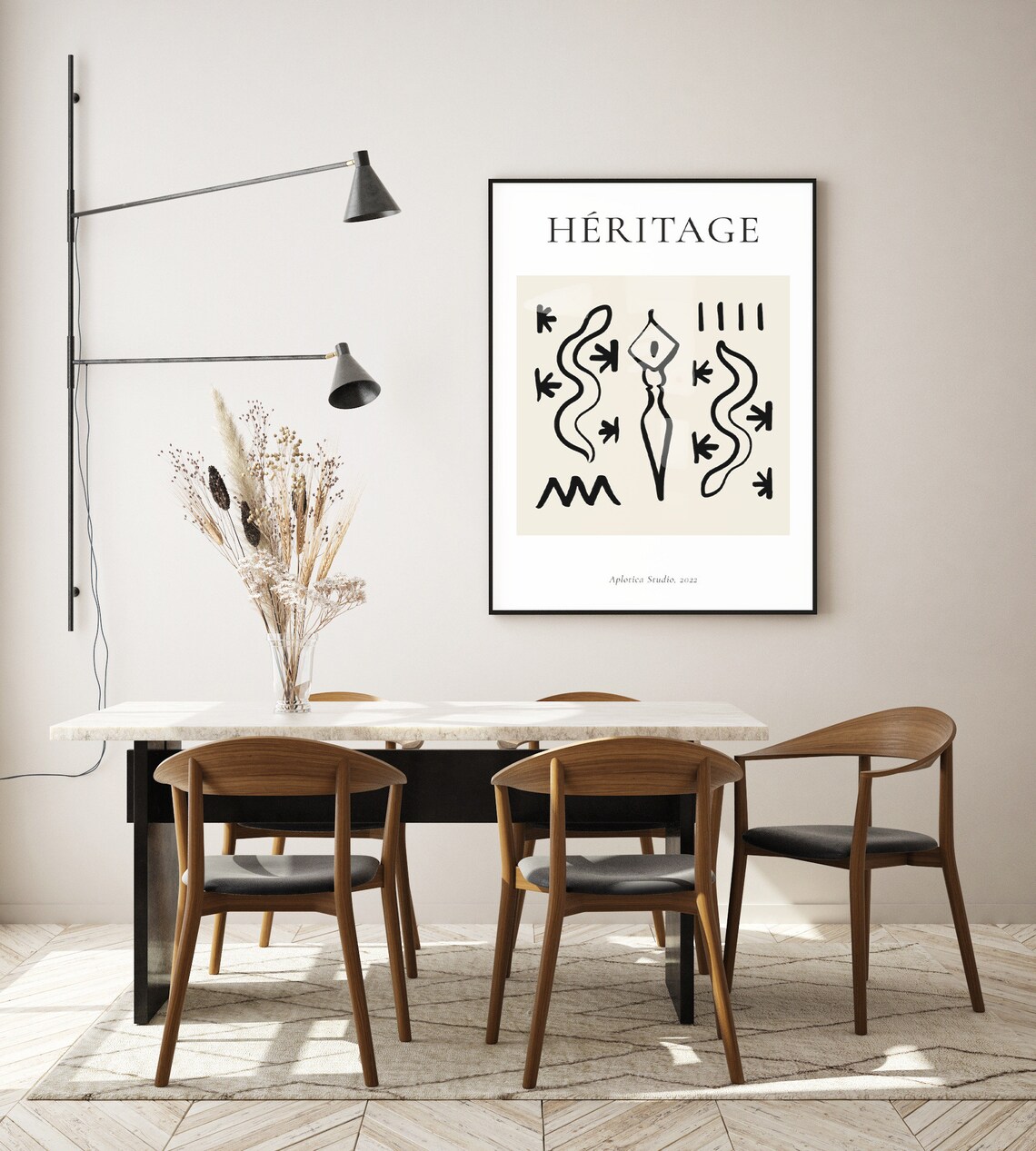 Héritage French Abstract Tribal Line Art Gallery Exhibition Poster - Image 2