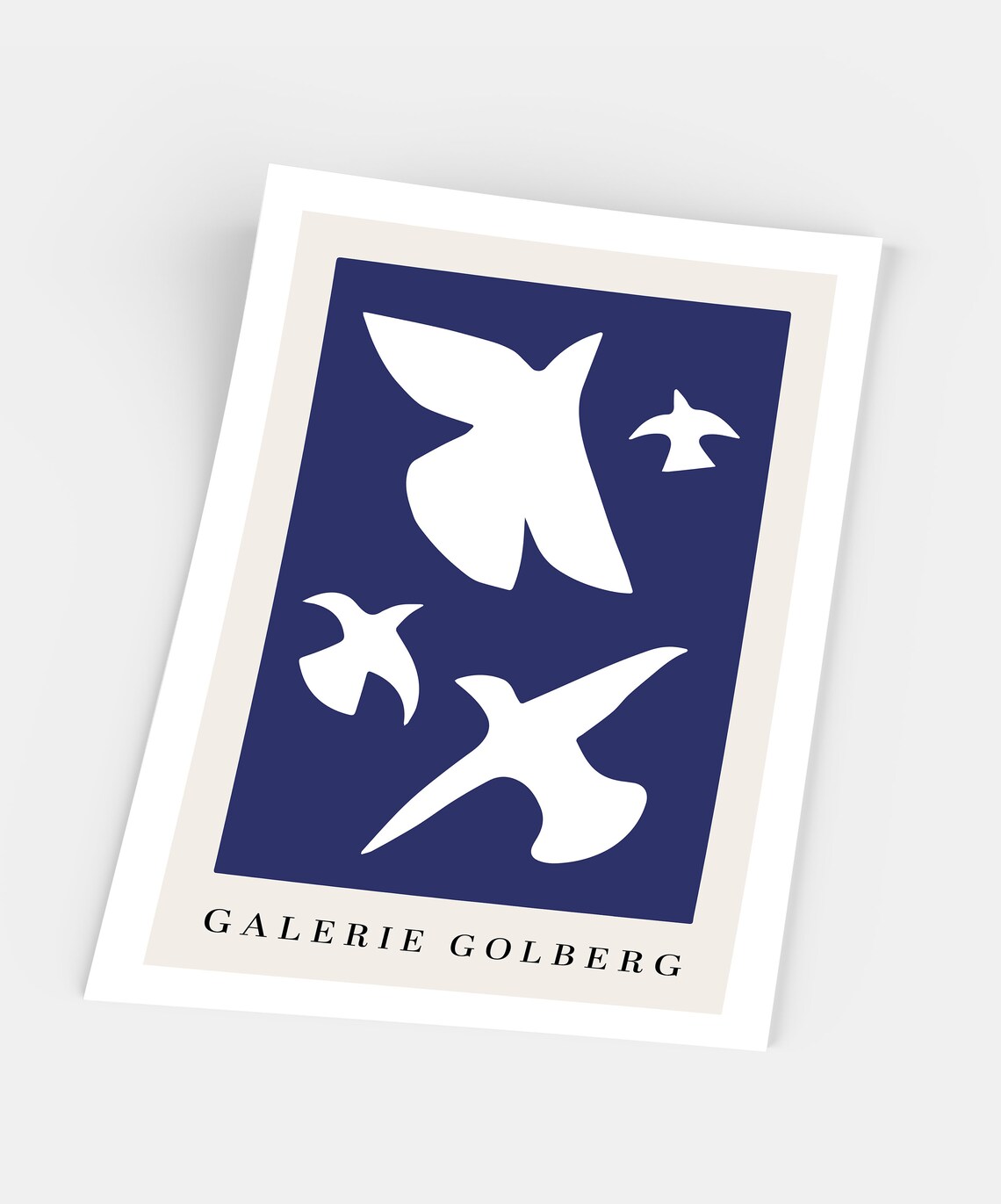 Galerie Golberg Flying White Birds Navy Blue Cut Out Art Poster - Image 5