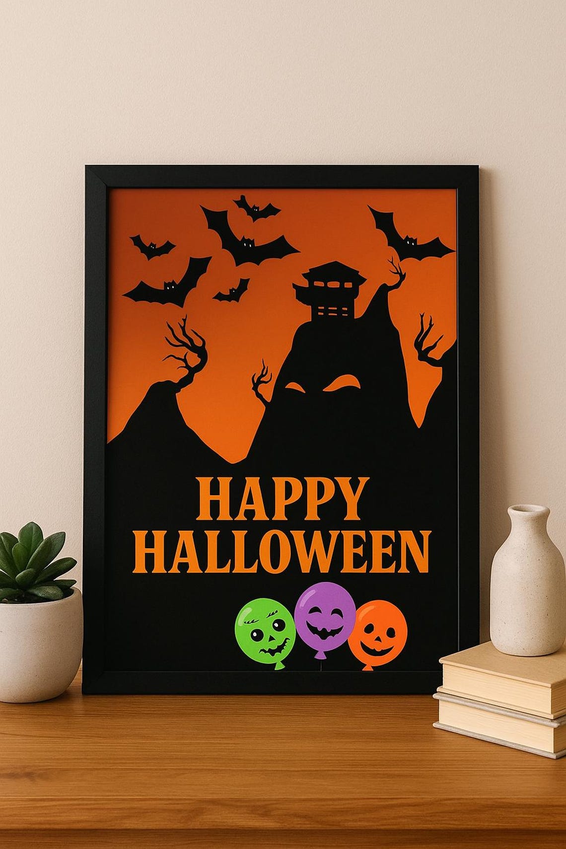 Happy Halloween Party Poster Spooky Wall Art 2025 Decoration