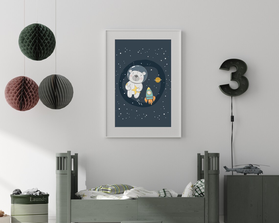 Space Nursery Art Print, Kids Room Wall Decor - Image 2