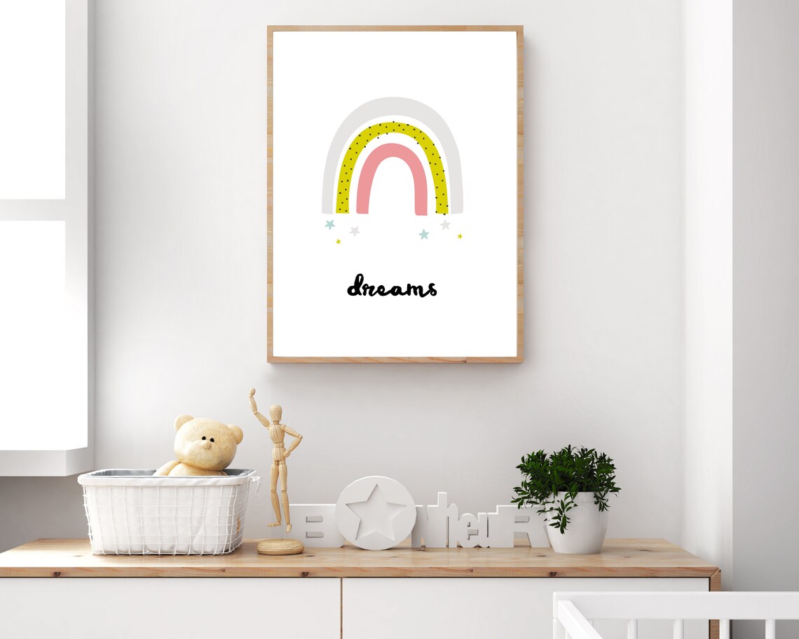 Inspirational Girls Bedroom Decor Rainbow Print Stars Girls Wall Art Toddler Motivational Poster Kids Positive Print Little Girl Wall Decor - Image 4