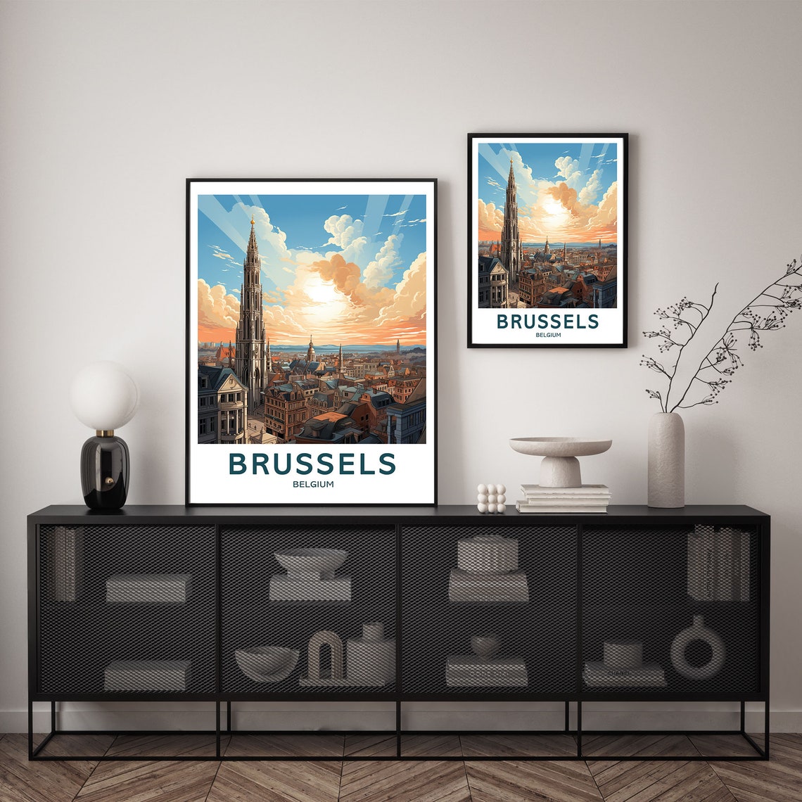 Brussels Belgium Historic City Skyline Travel Vintage Poster - Image 2