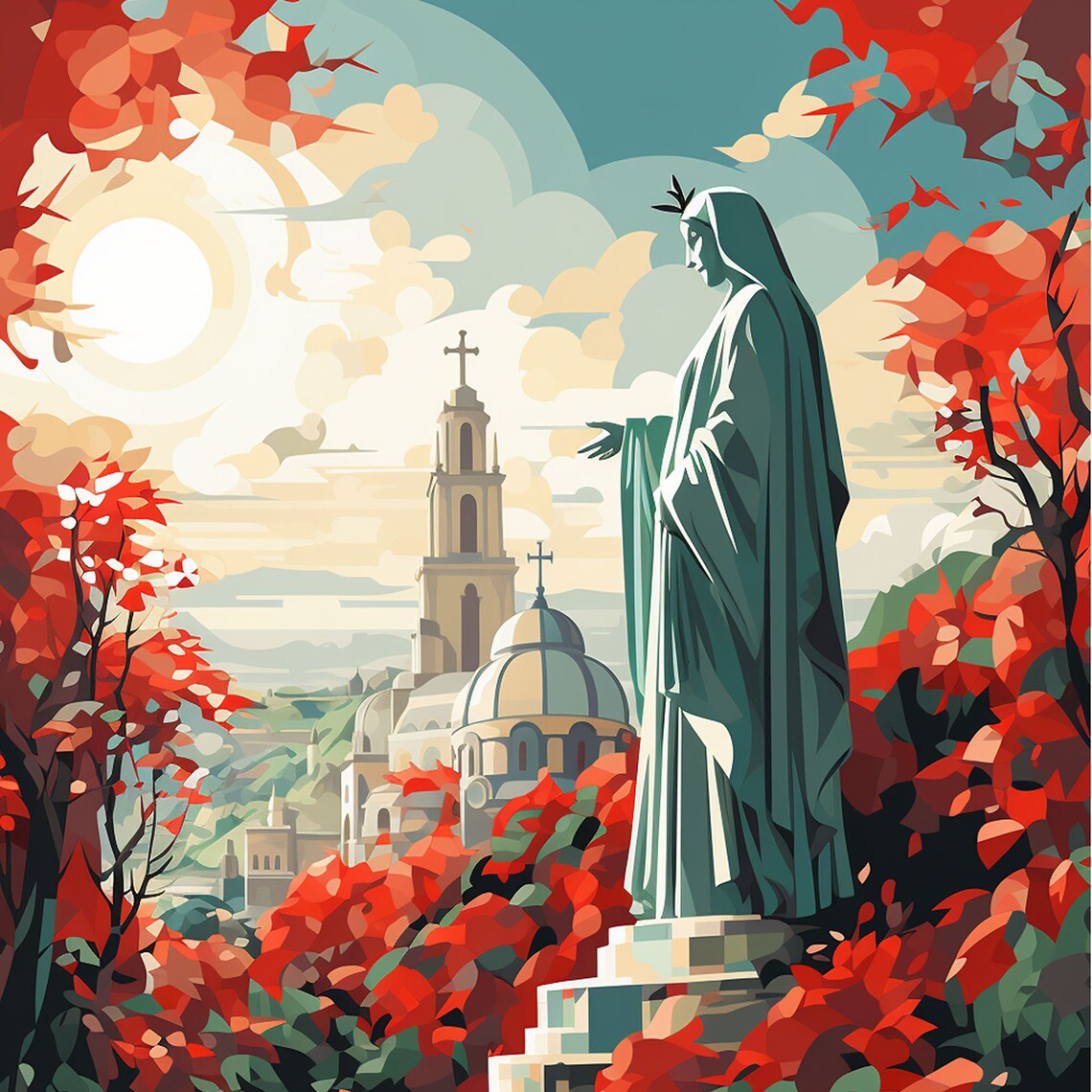 Fatima Portugal Sanctuary Pilgrimage Church Autumn Travel Poster - Image 4