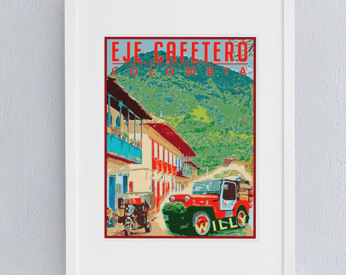 Eje Cafetero Colombia Coffee Region Classic Willys Jeep Travel Poster