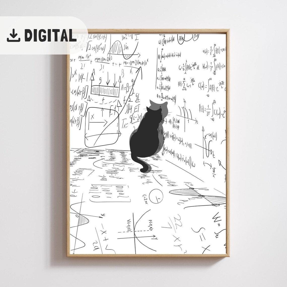 Funny Science Cat Art Print, Math Classroom Decor - Image 2