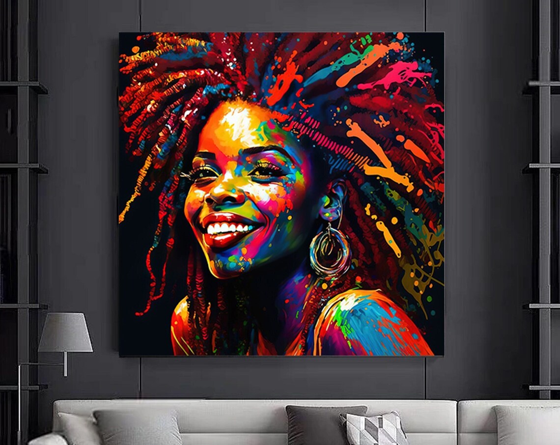 Modern Afro Woman Graffiti Wall Artwoman Decor