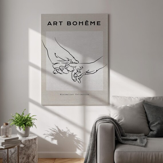 Couple Holding Hands Art Print Minimalist Line Poster Romantic Gift For Bedroom Wall Love Sketch Canvas Modern Interiors