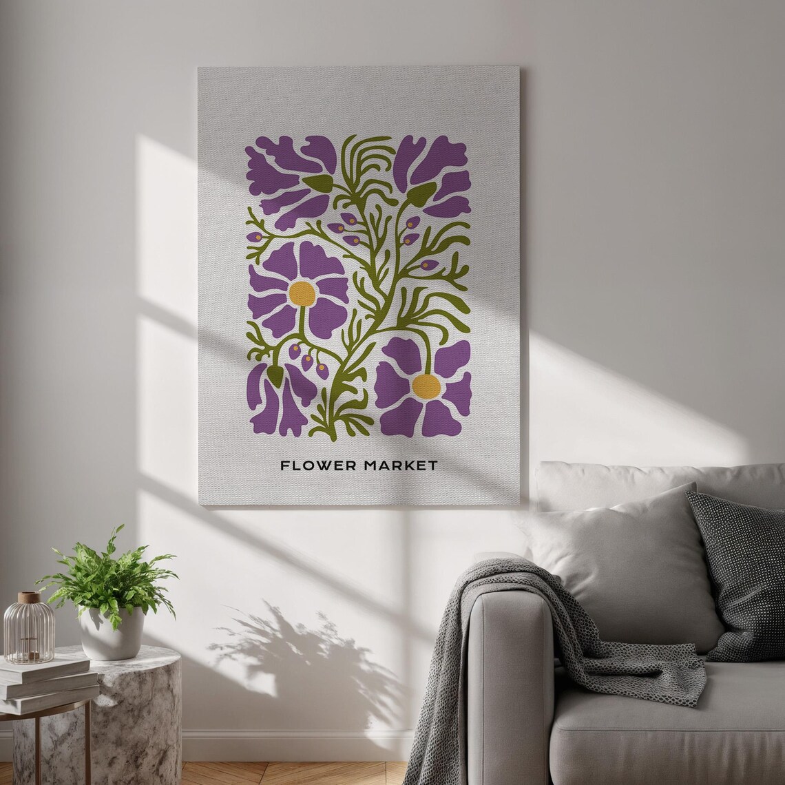 Purple Flower Market Bold Stylized Botanical Floral Art Poster