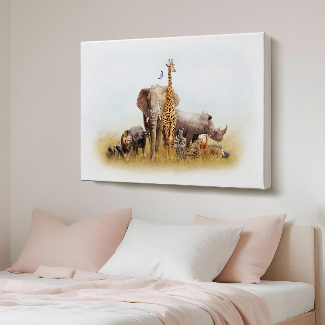 African Safari Animals Group Elephant Giraffe Rhino Wildlife Poster