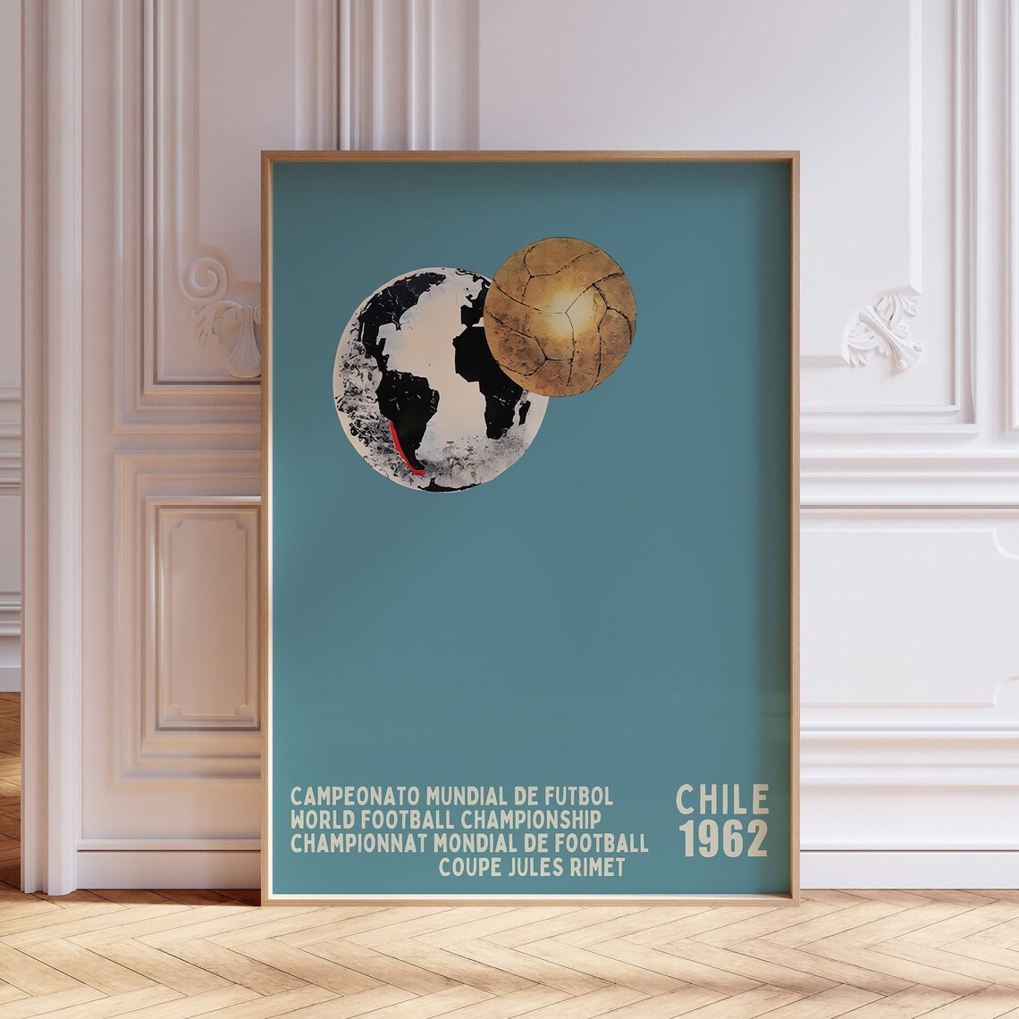 World Cup 1962 Vintage Football Poster, Sports Print