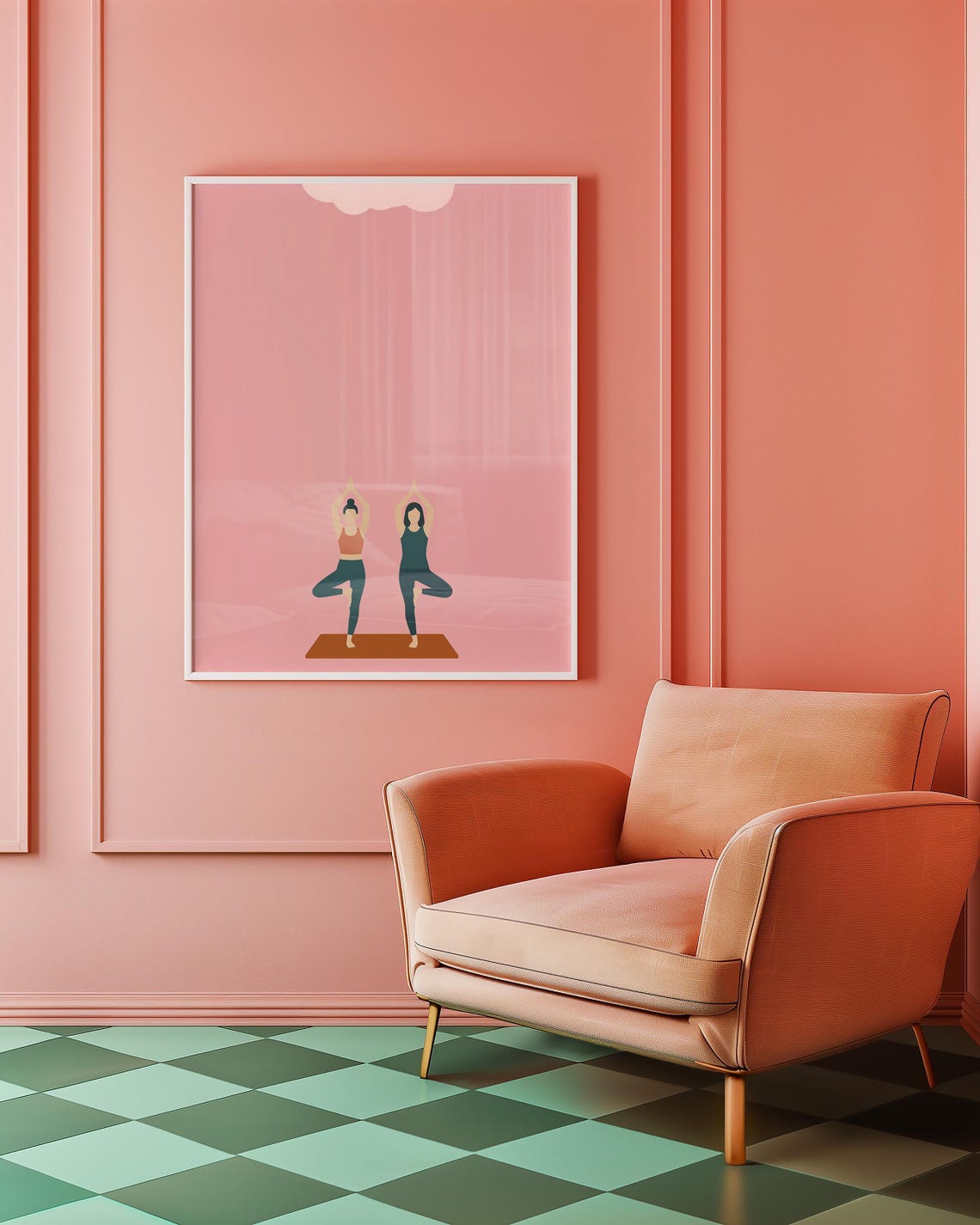 Yoga Girls Watercolor Print Mindfulness Wall Art For Spa Studio Gym Or Bedroom