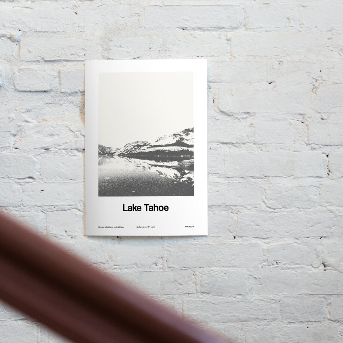 Lake Tahoe Landscape, Black and White Art Print - Image 3