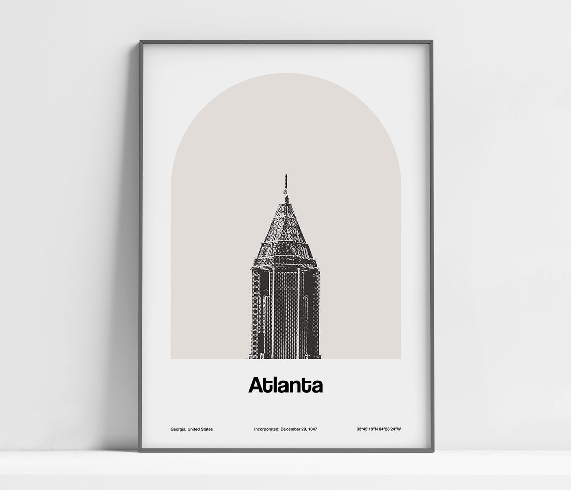 Atlanta Georgia Minimalist Travel Poster, Downtown Skyline