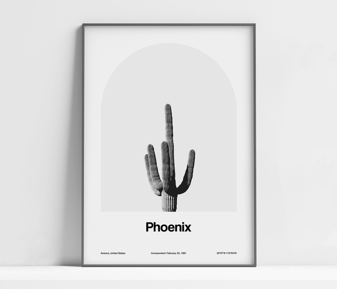 Phoenix Arizona Poster, Minimalist City Arch Print