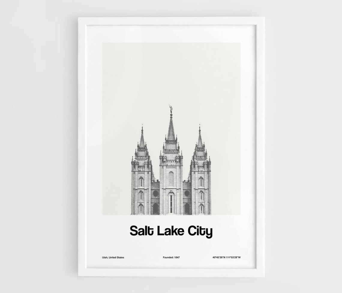 Salt Lake Temple Minimalist Travel Poster, Utah