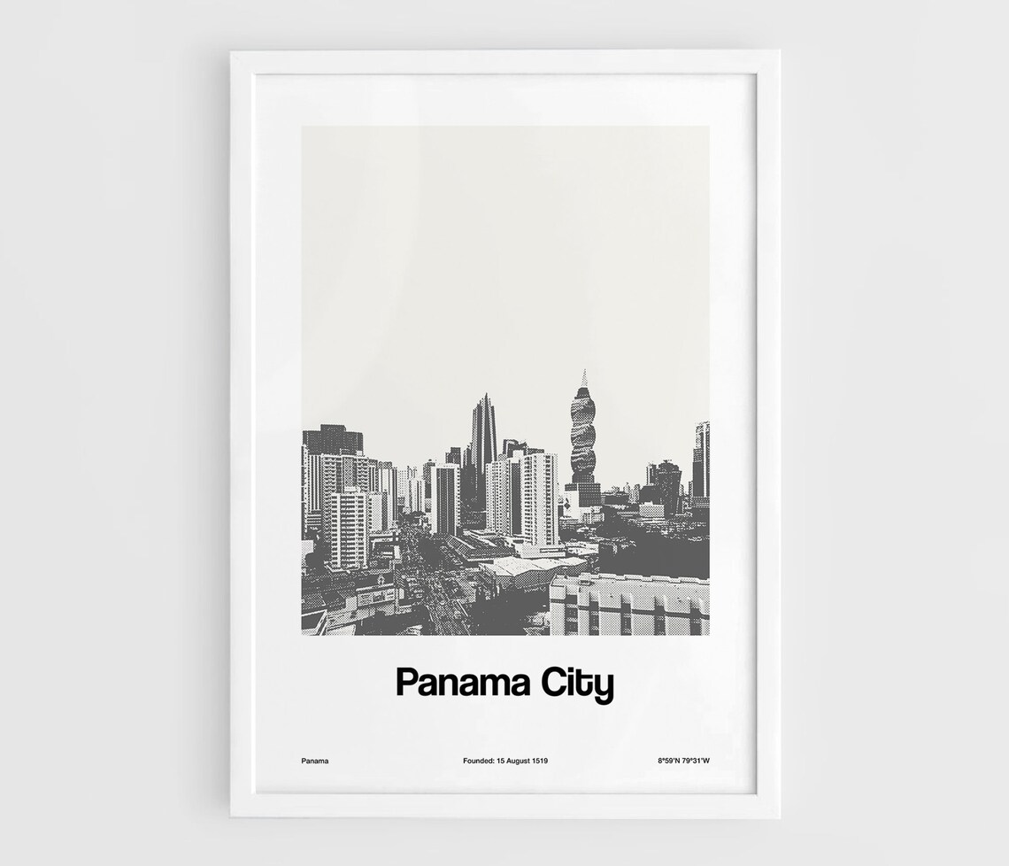 Panama City Skyline, Minimalist Travel Poster