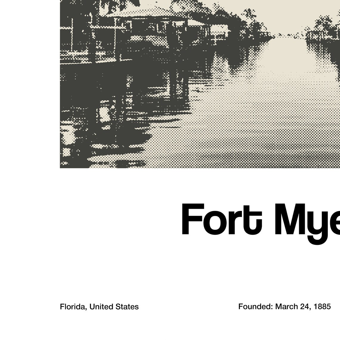 Fort Myers Downtown Skyline, Minimalist City Print - Image 3