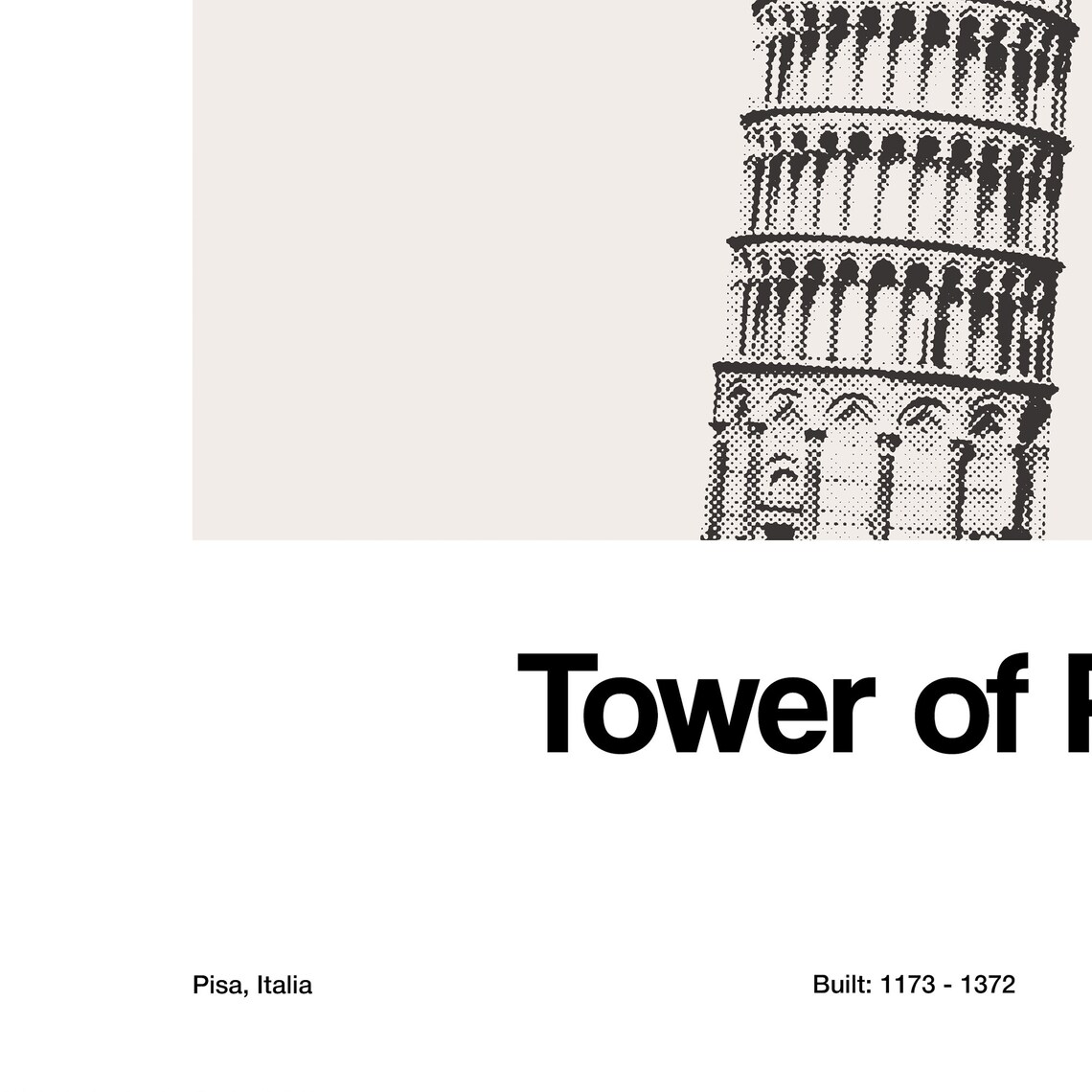 Tower Of Pisa Minimalist Travel Poster, Tuscany - Image 2