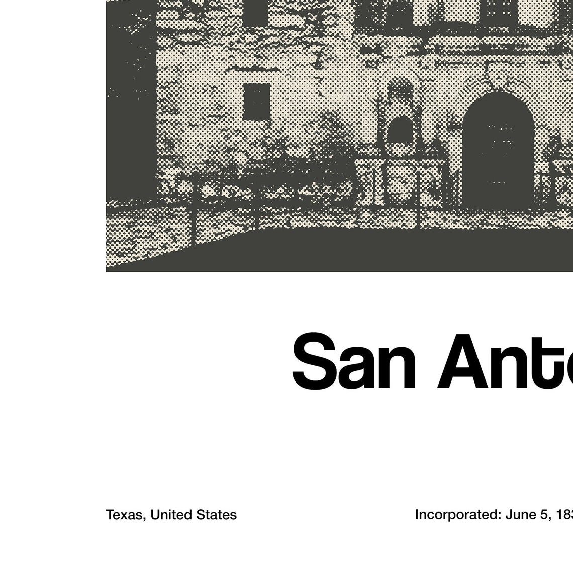 Alamo Mission San Antonio Minimalist Art Print - Image 3