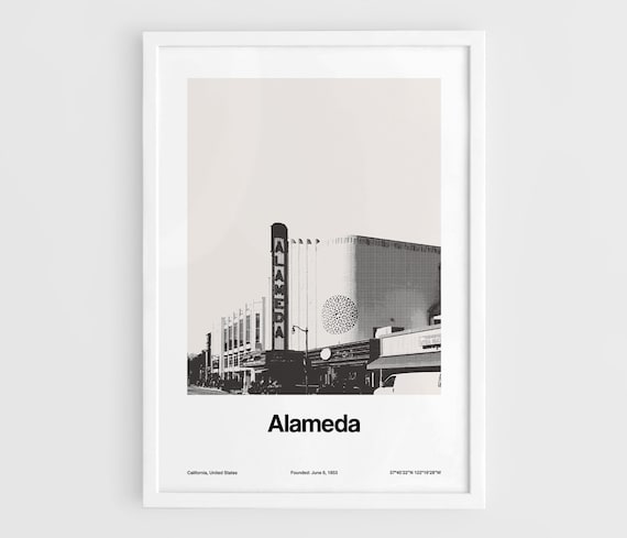 Alameda California Poster, Minimalist City Print
