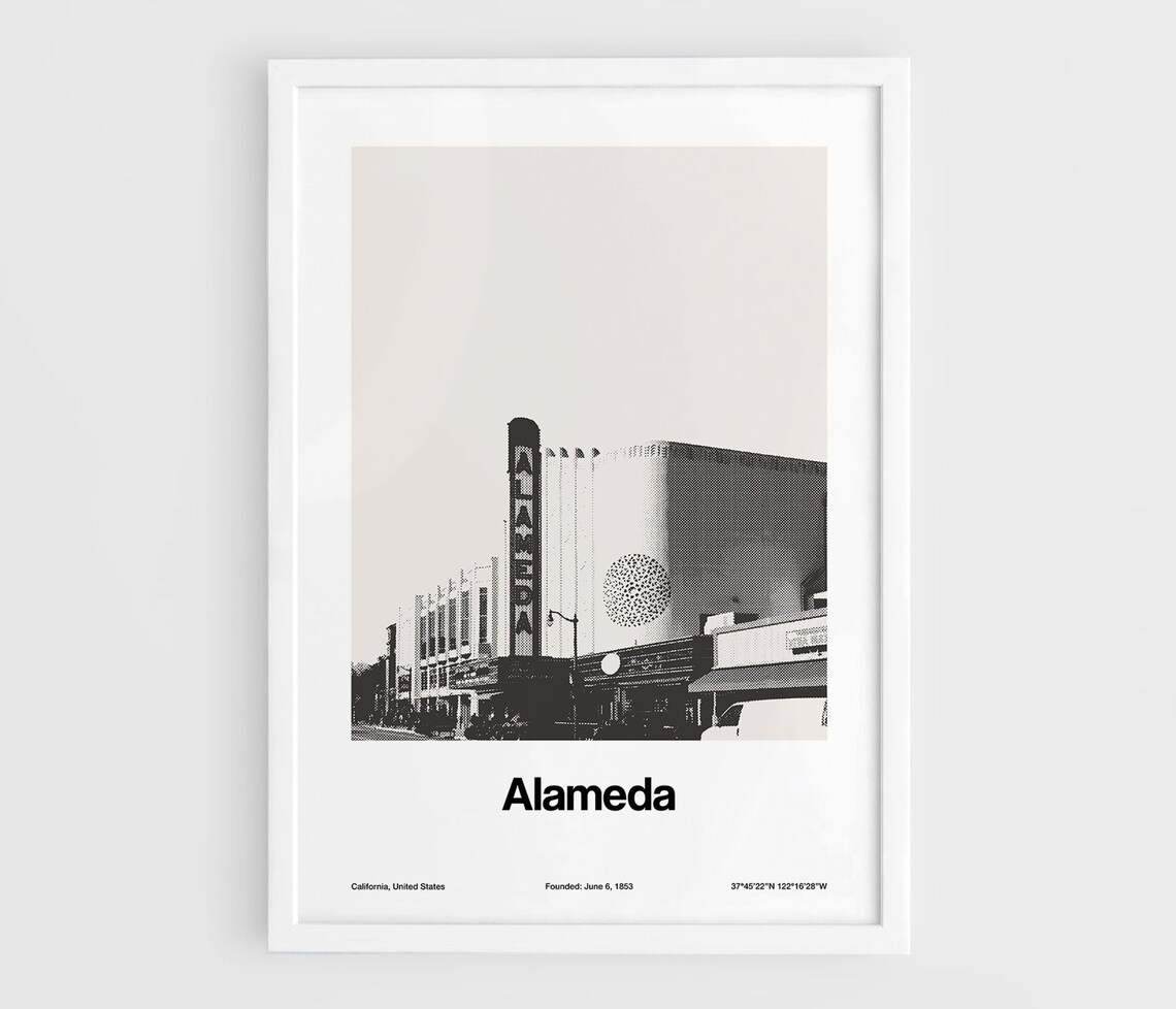 Alameda California Poster, Minimalist City Print