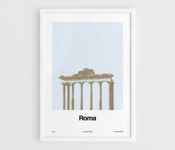 Rome Minimalist Travel Poster, Colosseum and Forum