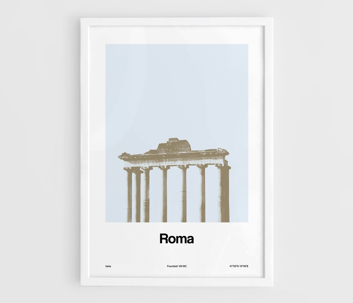 Rome Minimalist Travel Poster, Colosseum and Forum