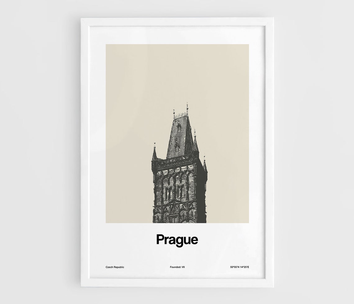 Prague Powder Tower Minimalist Travel Poster