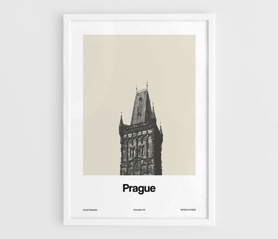 Prague Powder Tower Minimalist Travel Poster