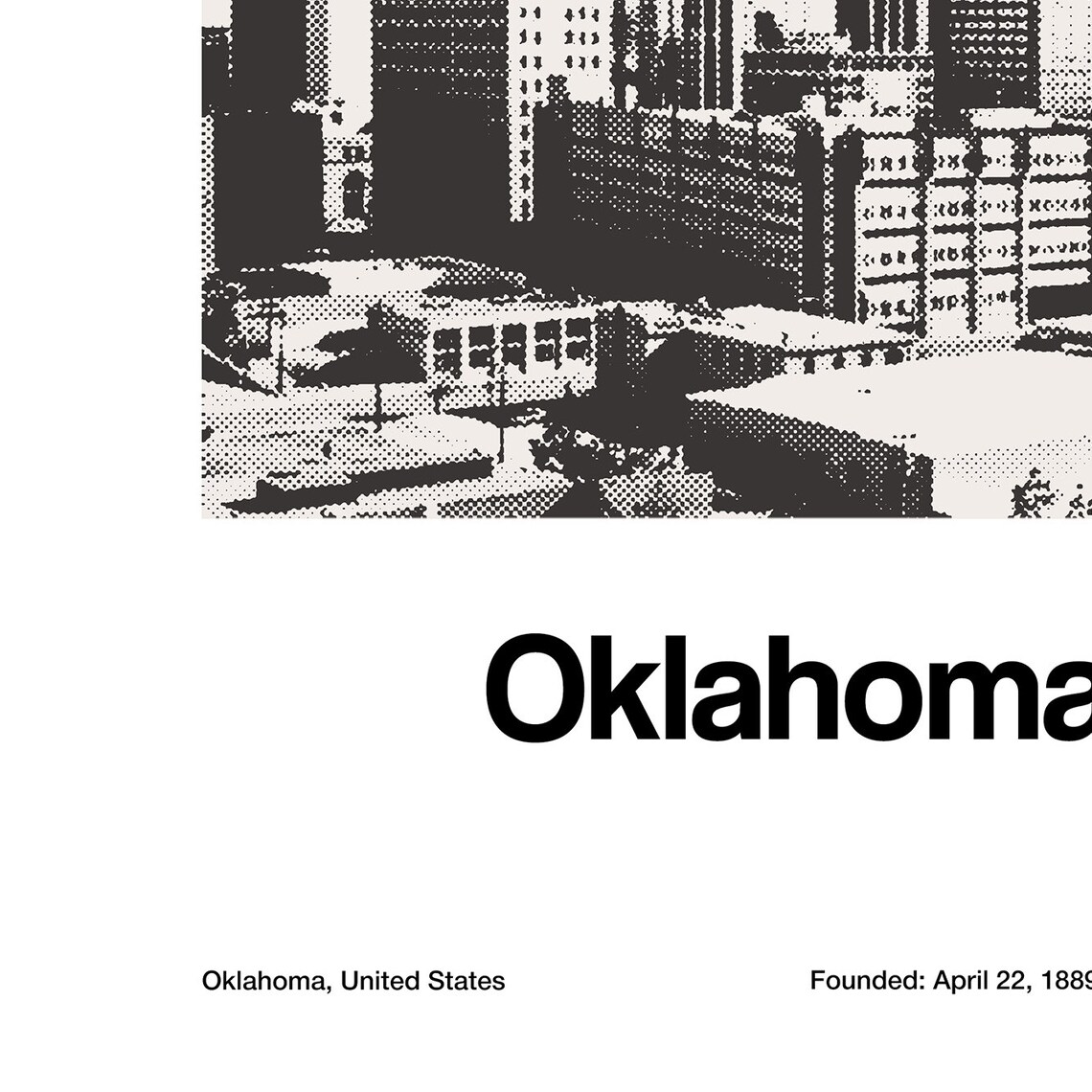 Oklahoma City Skyline, Minimalist City Poster Print - Image 3