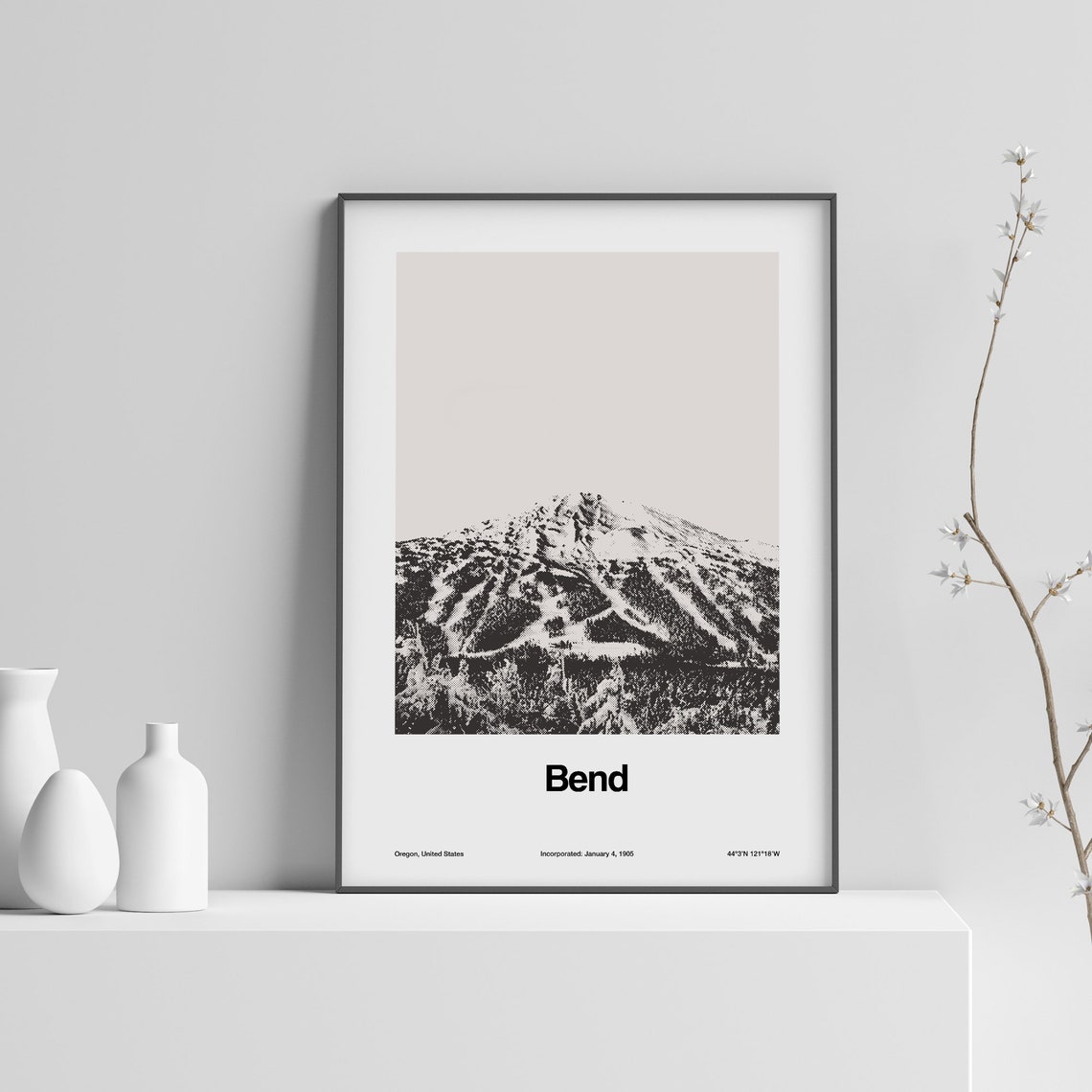 Bend Oregon Minimalist Travel Poster, Winter Town - Image 2