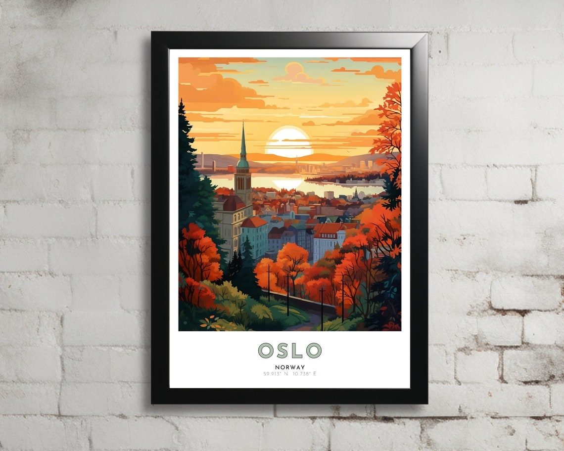 Oslo Travel Poster Of Norway Art Nouveau Gift For Lovers Of Oslo Norway Wall Art Decor Of Oslo Painting