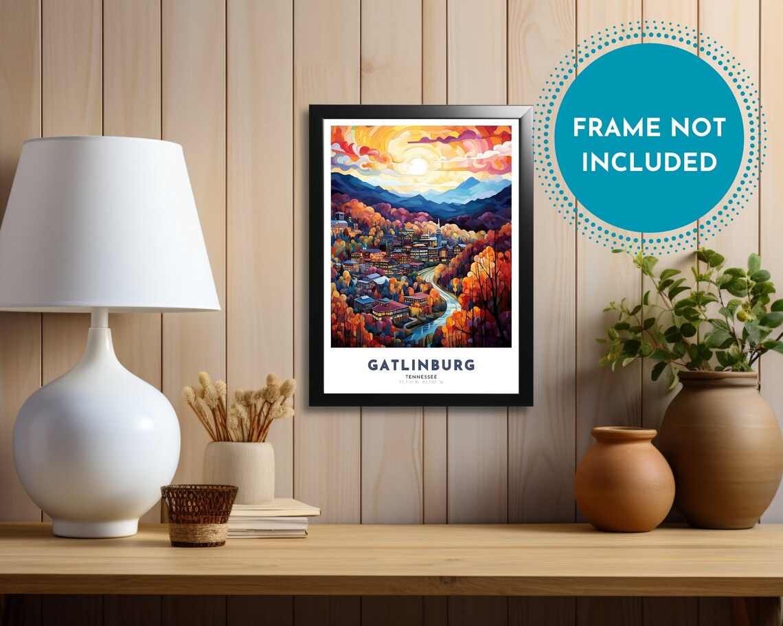 Gatlinburg Tennessee Autumn Valley Mountain Sunset Travel Poster - Image 3