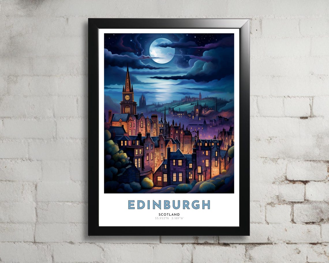 Edinburgh Travel Poster Of Scotland Art Nouveau Gift For Lover Of Edinburgh Scotland Wall Art Decor Of Lothian Painting