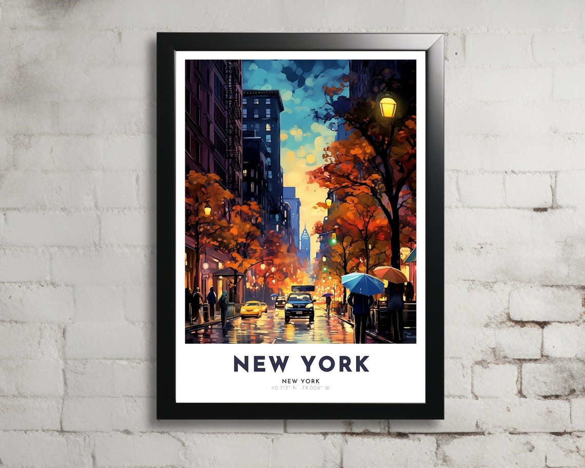 New York Travel Poster Of New York Art Nouveau Gift For Lovers Of New York New York Wall Art Decor Of Nyc Painting