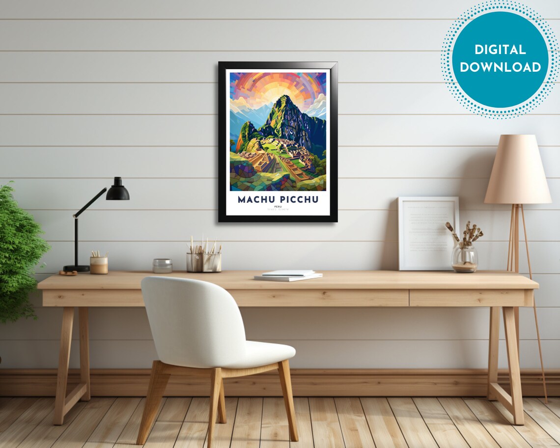 Machu Picchu Peru Ancient Ruins Mountain Sunrise Travel Poster - Image 2