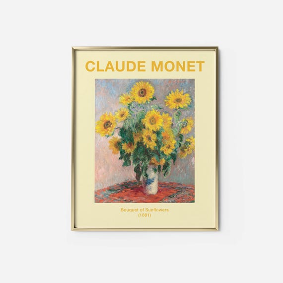 Monet Sunflowers Print Vintage Impressionist Art Poster Instant