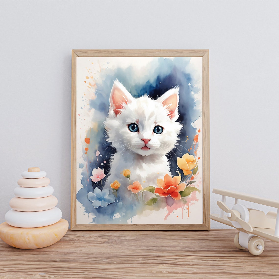 White Kitten Watercolor Pet Portrait Painting Pet Watercolour Picture Pet Watercolour Portrait Pet Print Wall Art Print Animals - Image 2