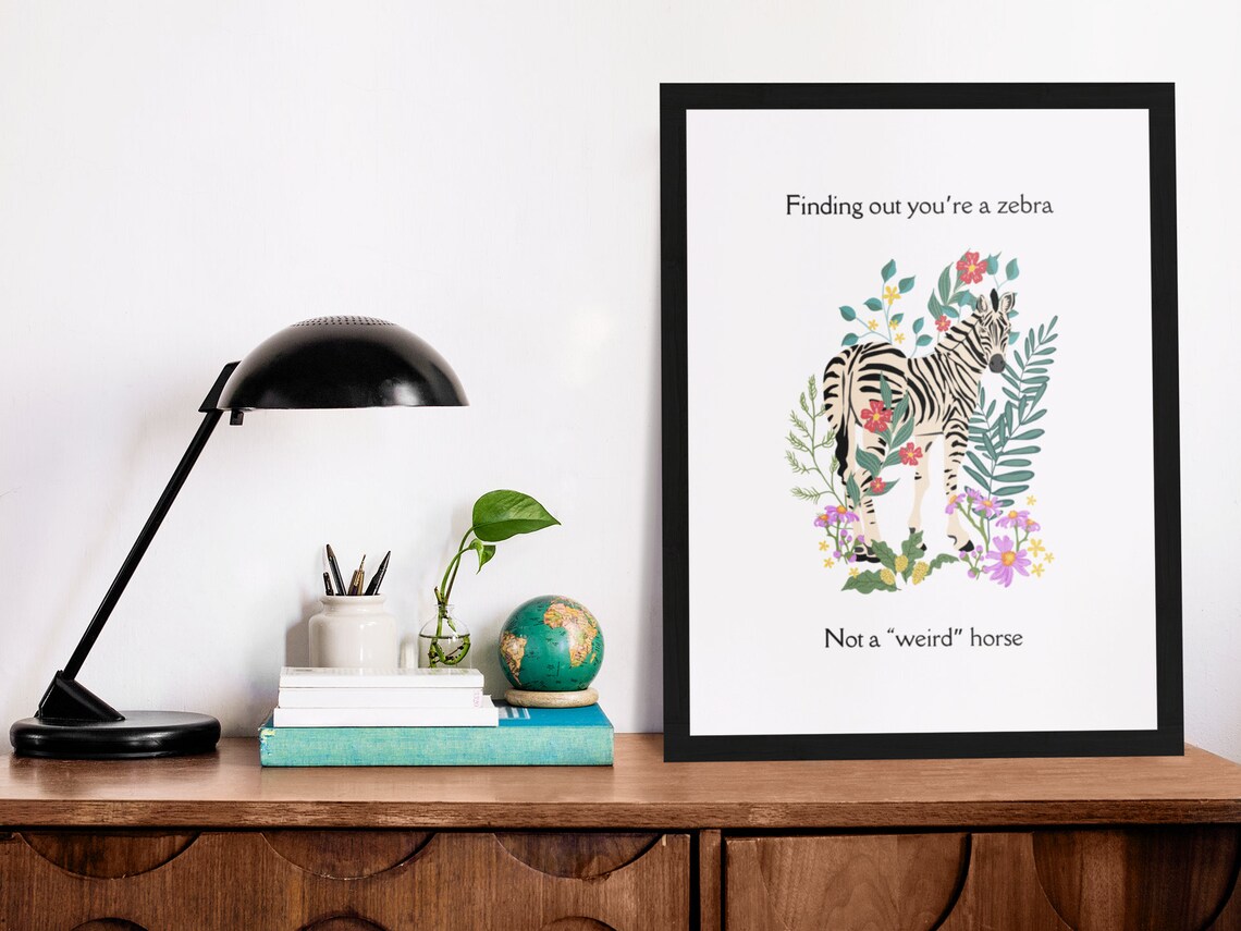 ADHD Zebra Art Print, Mental Health Office Decor - Image 3