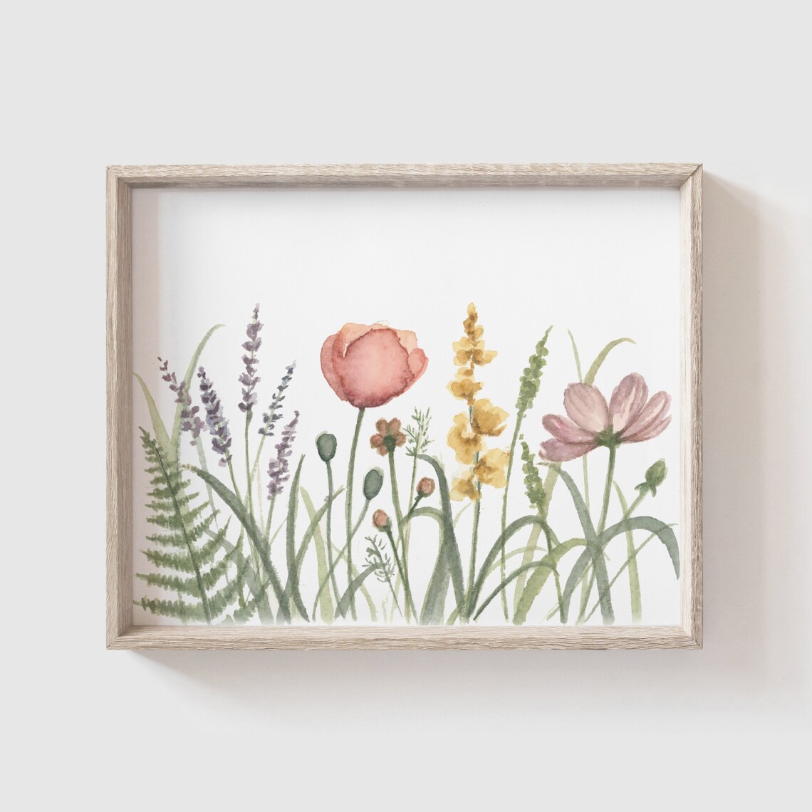 Wildflower Poppies Floral Watercolor Art Print