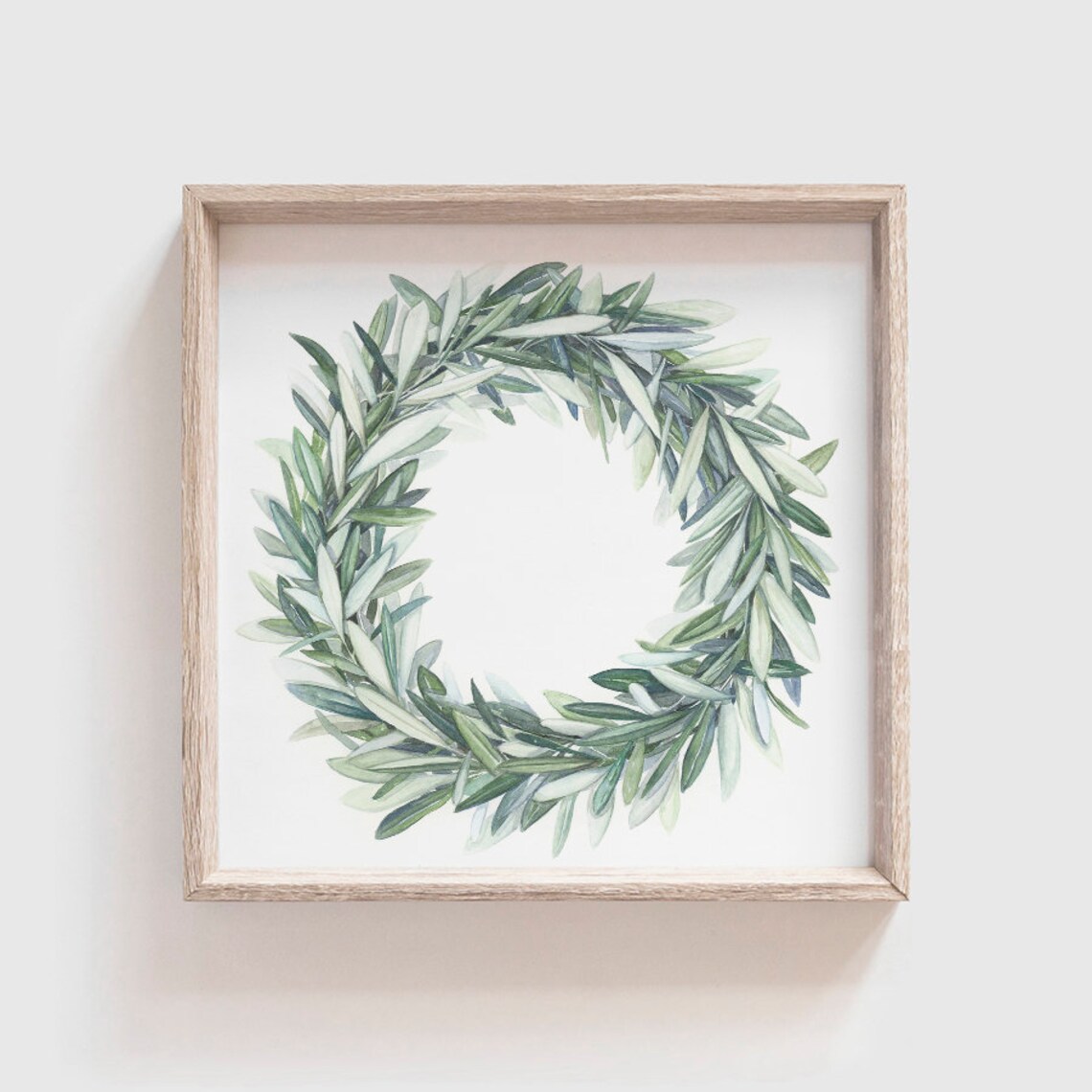 Wreath No 2 Watercolor Art Print, Floral Decor