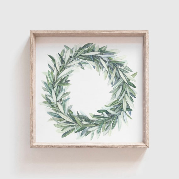 Wreath No 2 Watercolor Art Print, Floral Decor