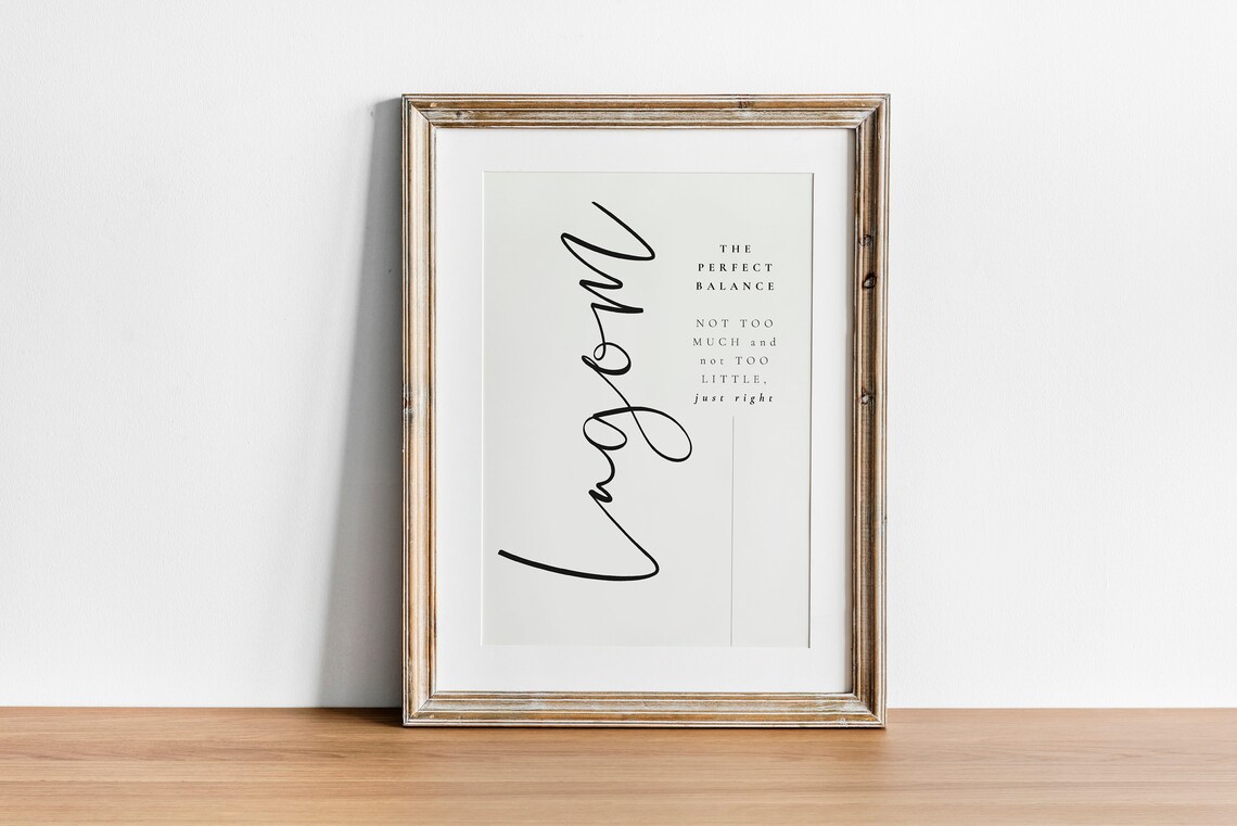 Lagom Definition The Perfect Balance Swedish Word Wall Art Poster
