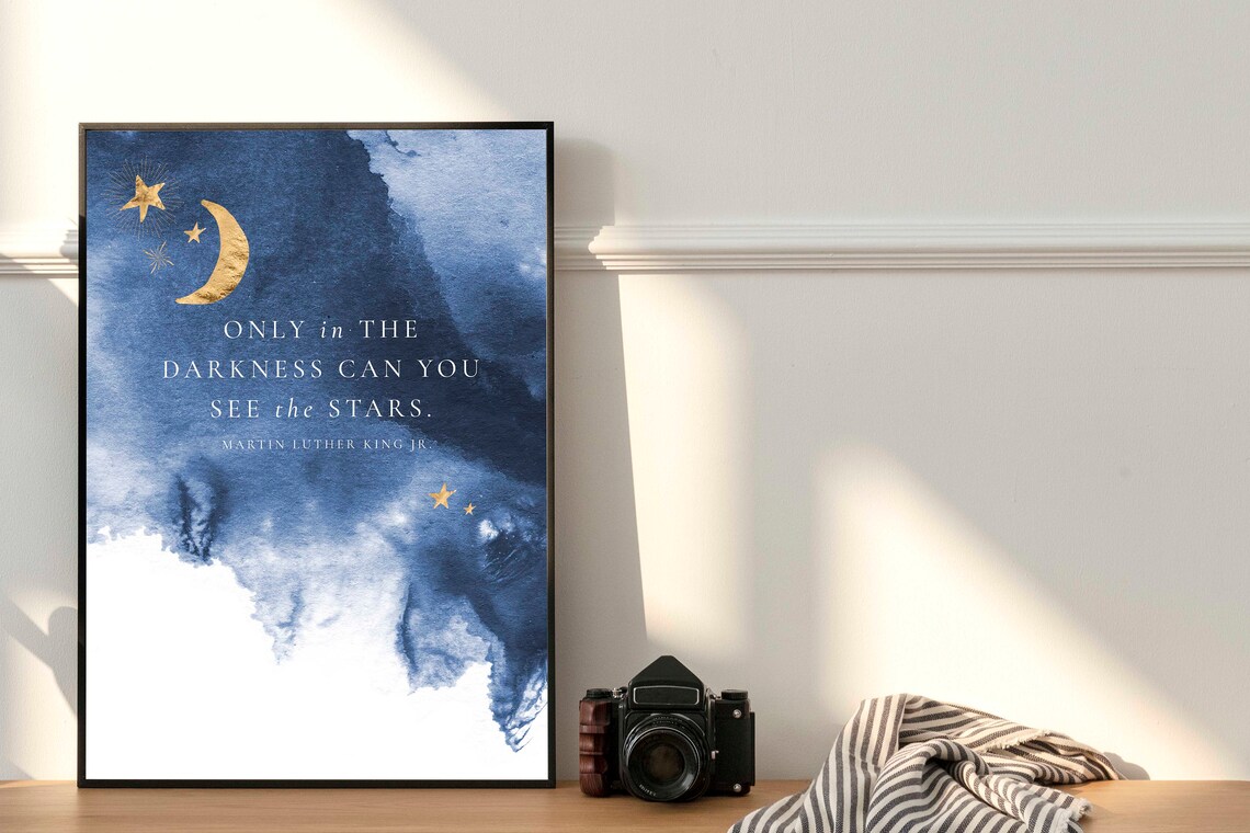 Martin Luther King Jr Darkness Stars Quote Navy Watercolor Poster - Image 3