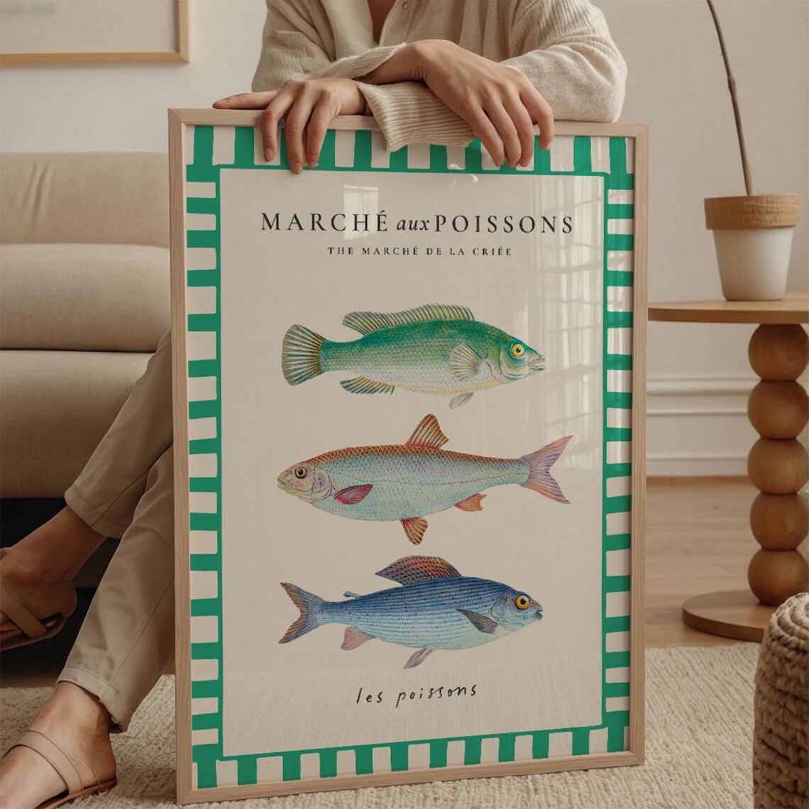 Marche aux Poissons French Fish Market Vintage Seafood Kitchen Print - Image 2