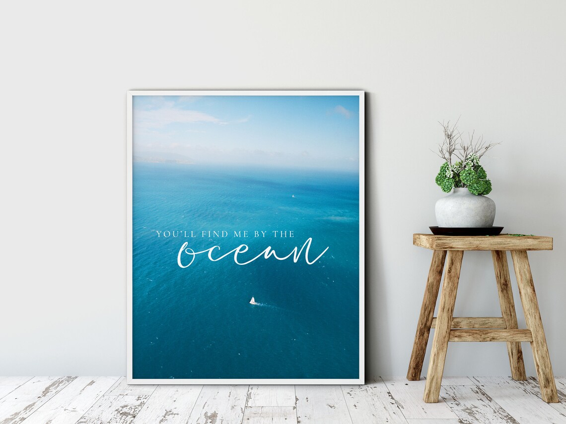Youll Find Me By The Ocean Aerial Sailboat Turquoise Coastal Poster