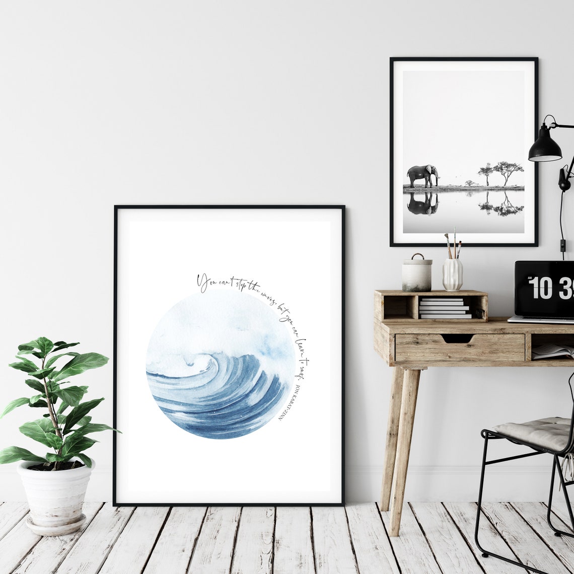 Ocean Wave Watercolor Quote You Cannot Stop The Waves Mindful Poster - Image 2
