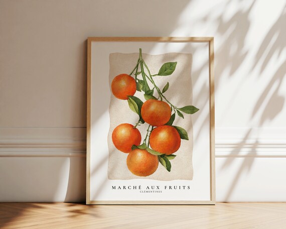 Marche Aux Fruits Print Fruit Market Poster French Marche Clementines Print Mandarine Fruit Art Modern Trendy Kitchen Wall Art Decor