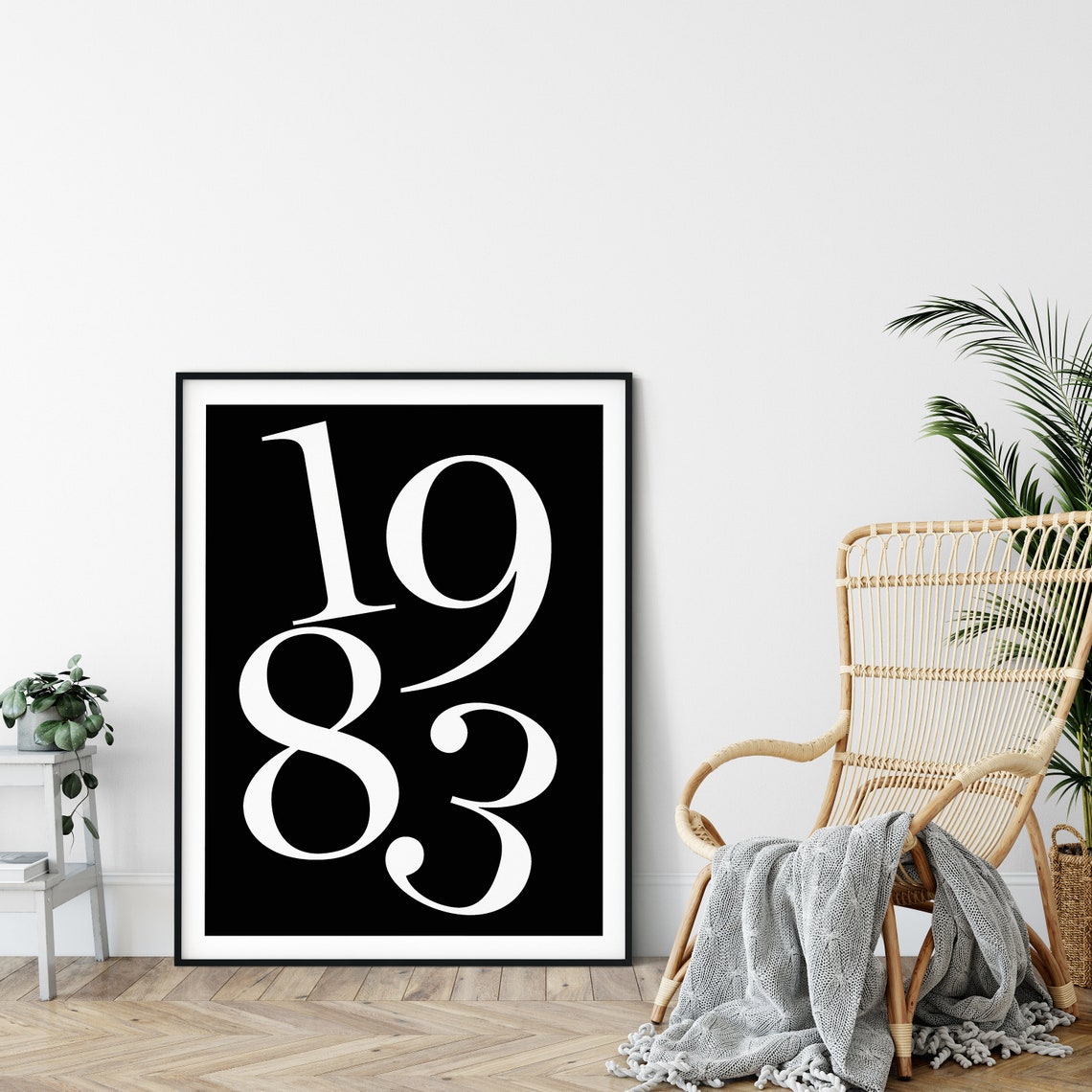1983 Birth Year Typography Numbers Blue Grey Birthday Gift Poster - Image 5